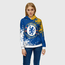 Толстовка-худи женская ЧЕЛСИ, БРЫЗГИ КРАСОК, цвет: 3D-белый — фото 2