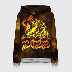Толстовка-худи женская Хищник Тигр 2022, цвет: 3D-меланж