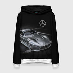 Толстовка-худи женская Mercedes-Benz motorsport black, цвет: 3D-белый