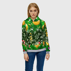 Толстовка-худи женская Новогоднее Настроение Елка, цвет: 3D-меланж — фото 2