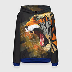 Толстовка-худи женская Тигр в гневе, цвет: 3D-синий