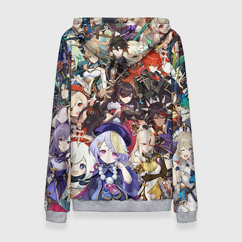 Женская толстовка ПЕРСОНАЖИ GENSHIN IMPACT ЦВЕТНОЙ / 3D-Меланж – фото 2