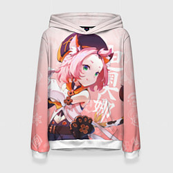 Толстовка-худи женская Диона - Геншин Импакт, цвет: 3D-белый