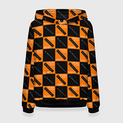 Толстовка-худи женская Black Orange Squares, цвет: 3D-черный