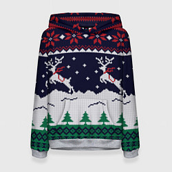 Толстовка-худи женская СВИТЕР С ОЛЕНЯМИ DEER SWEATER, цвет: 3D-меланж
