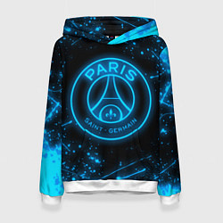 Толстовка-худи женская PSG NEON STYLE SPORT ПСГ НЕОН, цвет: 3D-белый