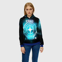 Толстовка-худи женская Star Citizen spaceship, цвет: 3D-синий — фото 2