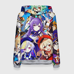 Толстовка-худи женская ГЕРОИ ИГРЫ GENSHIN IMPACT, цвет: 3D-меланж