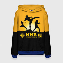 Толстовка-худи женская ММА Mixed Martial Arts, цвет: 3D-синий