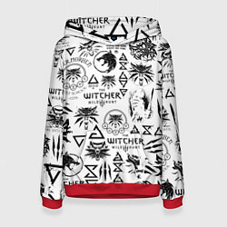 Толстовка-худи женская THE WITCHER LOGOBOMBING ЧЁРНО БЕЛЫЙ ВЕДЬМАК ПАТТЕР, цвет: 3D-красный