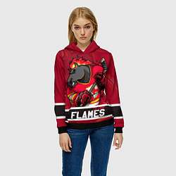 Толстовка-худи женская Калгари Флэймз, Calgary Flames, цвет: 3D-черный — фото 2
