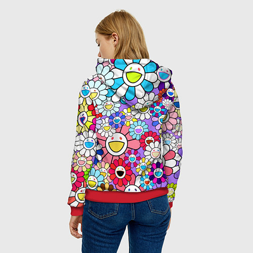 Женская толстовка Цветы Takashi Murakami / 3D-Красный – фото 4