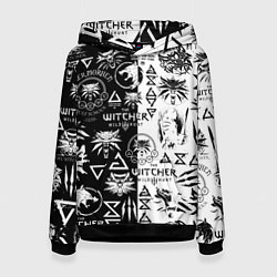 Толстовка-худи женская THE WITCHER LOGOOMBING ВЕДЬМАК ПАТТЕРН, цвет: 3D-черный