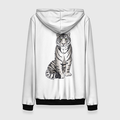 Женская толстовка Сидящая белая тигрица / 3D-Черный – фото 2