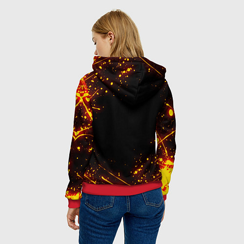 Женская толстовка DOTA 2 FIRE LOGO ДОТА 2 ОГНЕННЫЙ ЛОГО / 3D-Красный – фото 4
