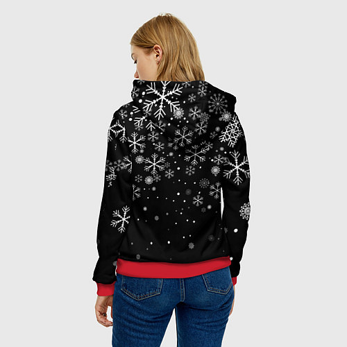 Женская толстовка Снежинки - С Новый год / 3D-Красный – фото 4