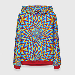 Толстовка-худи женская Пульсирующий синий цветок иллюзия движения, цвет: 3D-красный