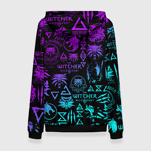 Женская толстовка ВЕДЬМАК ЛОГОБОМБИНГ НЕОН / 3D-Черный – фото 2