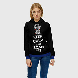 Толстовка-худи женская Keep calm and scan me: fuck off, цвет: 3D-синий — фото 2