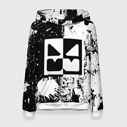 Толстовка-худи женская GEOMETRY DASH BLACK & WHITE SMILE, цвет: 3D-белый