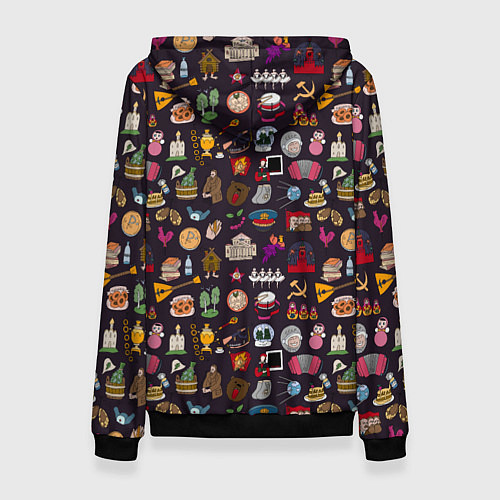 Женская толстовка Российская история и русская культура паттерн / 3D-Черный – фото 2