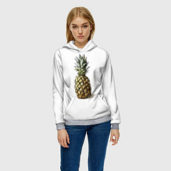 Толстовка-худи женская Pineapple watercolor, цвет: 3D-меланж — фото 2