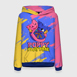 Толстовка-худи женская Huggy Wuggy and Kissy Missy Poppy Playtime, цвет: 3D-синий