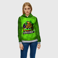 Толстовка-худи женская Minecraft Logo Green, цвет: 3D-меланж — фото 2