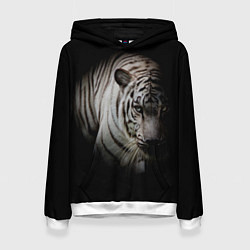 Толстовка-худи женская Загадочный тигр, цвет: 3D-белый