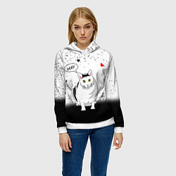 Толстовка-худи женская CAT LOVE, цвет: 3D-белый — фото 2