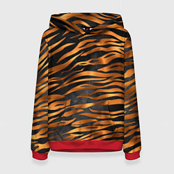 Толстовка-худи женская В шкуре тигра, цвет: 3D-красный