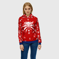 Толстовка-худи женская КРАСНЫЙ СВИТЕР ВЕДЬМАК НОВОГОДНИЙ, цвет: 3D-синий — фото 2