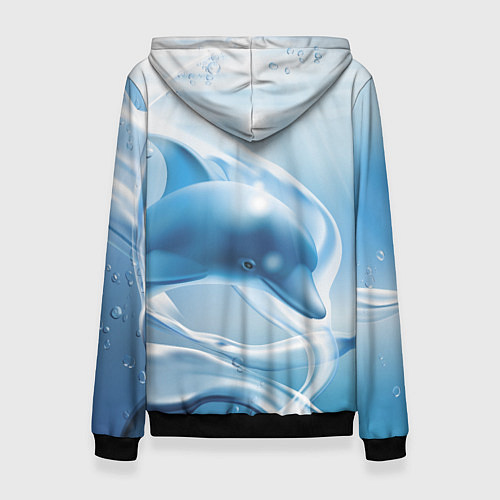 Женская толстовка Дельфин в лазурном океане / 3D-Черный – фото 2