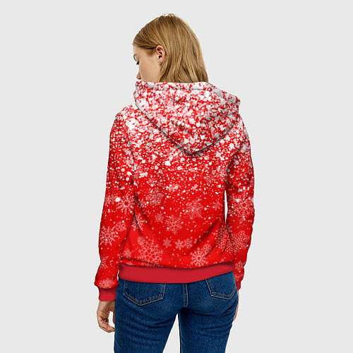 Женская толстовка POPPY PLAYTIME ХАГИ ВАГИ НОВОГОДНИЙ, СНЕЖИНКИ / 3D-Красный – фото 4