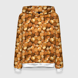 Толстовка-худи женская Орехи Фундук, цвет: 3D-белый