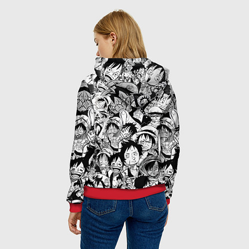 Женская толстовка МАНКИ Д ЛУФФИ ЧЁРНО БЕЛЫЙ / 3D-Красный – фото 4