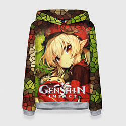Толстовка-худи женская Кли - искорка из Genshin Impact, цвет: 3D-меланж