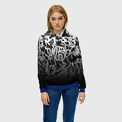 Толстовка-худи женская GRAFFITI WHITE TAGS ГРАФФИТИ, цвет: 3D-синий — фото 2