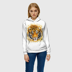 Толстовка-худи женская Дикий Тигр Wild Tiger, цвет: 3D-белый — фото 2