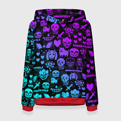 Толстовка-худи женская UNDERTALE NEON PATTERN УЗОР, цвет: 3D-красный