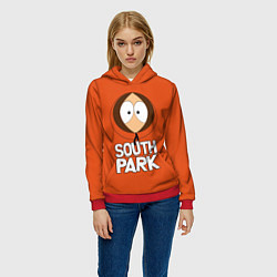 Толстовка-худи женская Южный парк Кенни South Park, цвет: 3D-красный — фото 2