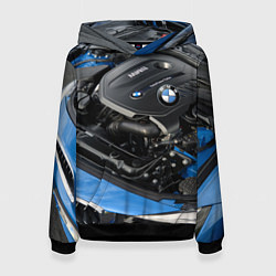 Толстовка-худи женская BMW Engine Twin Power Turbo, цвет: 3D-черный