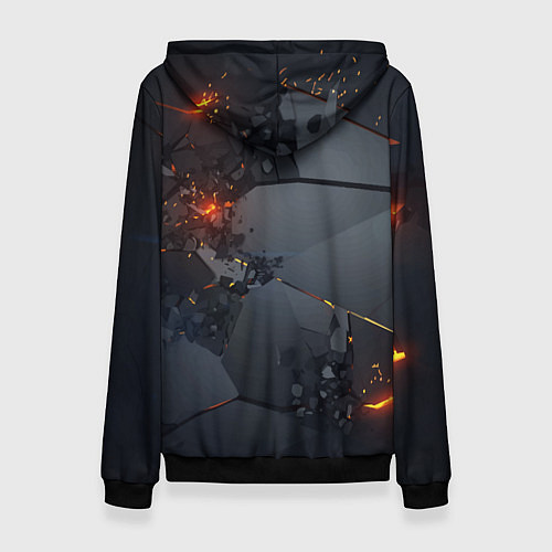 Женская толстовка НЕОНОВЫЙ ВЗРЫВ ПЛИТЫ, ОБЛОМКИ NEON EXPLOSION / 3D-Черный – фото 2