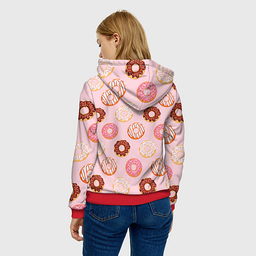 Женская толстовка Pink donuts / 3D-Красный – фото 4