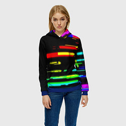 Толстовка-худи женская Color fashion glitch, цвет: 3D-синий — фото 2