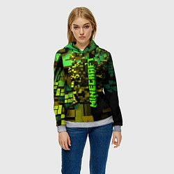 Толстовка-худи женская Minecraft, pattern 2022, цвет: 3D-меланж — фото 2