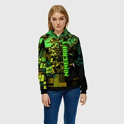 Толстовка-худи женская Minecraft, pattern 2022, цвет: 3D-черный — фото 2