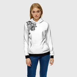 Толстовка-худи женская Черно Белые КруЖева, цвет: 3D-черный — фото 2