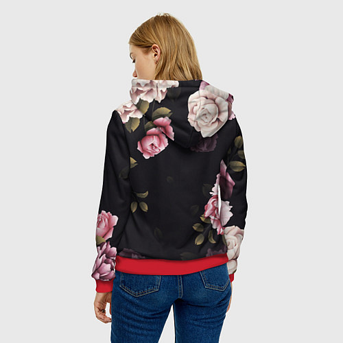 Женская толстовка РОЗЫ И ПИОНЫ / 3D-Красный – фото 4