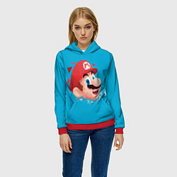Толстовка-худи женская Mario арт, цвет: 3D-красный — фото 2